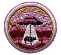 Écusson Soucoupe Volante Vache Ufology Patch Thermocollant Animal UFO OVNI extraterrestre alien humour humouristique ufology espace Badge à Thermocoller au fer à repasser applique brodé à coudre 6,3cm