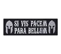 Écusson spartiate : "Si vis pacem para bellum" | Patch biker à coudre/thermocoller | Appliqué pour les motards à utiliser sur tous les tissus | 95x30mm