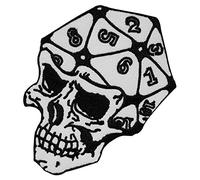 Écusson Tête de Mort Dé Jeu de Rôle Patch Thermocollant Gamer à thermocoller transfert crane à coller au fer à repasser applique skull brodé à coudre biker motard rock t-shirt jeans vêtement 9x8cm