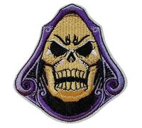 Écusson Tête de Mort Faucheuse Patch Thermocollant Skull à thermocoller transfert à coller au fer à repasser applique crane brodé à coudre t-shirt gilet jeans veste sac dos vêtement biker 8,1x7,7cm