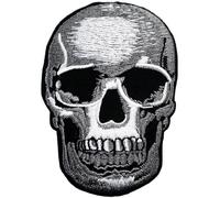 Écusson Tête de Mort Patch Thermocollant Crane à thermocoller transfert à coller au fer à repasser applique skull brodé à coudre t-shirt gilet veste vêtement biker motard punk rock metal 9,2x6,2cm