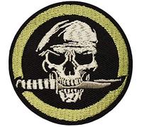 Écusson Tête de Mort Soldat Militaire Beret Patch Thermocollant Crâne Armée à thermocollé transfert skull army à coller au fer à repasser applique brodé à coudre vêtement badge t-shirt veste 6,5cm