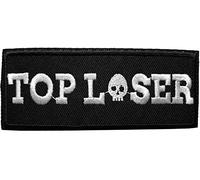 Écusson Tête de Mort Top Loser Patch Thermocollant Humoristique Meilleur Perdant à thermocoller transfert humour à coller au fer à repasser applique crane skull brodé à coudre vêtement 4,1x10,1cm