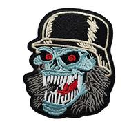 Écusson Tête de Mort Zombie Casque Militaire Patch Thermocollant crane skull applique brodé biker badge à thermocoller sur vêtement transfert armée army à coller au fer repasser ou coudre 10x8,2cm