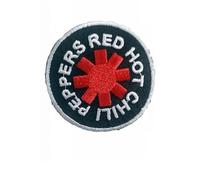 Ecusson thermocollant 1 x Patch Rond Noir Brodé Rouge Hot Chili Peppers Accessoire