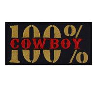 Écusson Thermocollant "100% COWBOY" - Patch de l'Ouest Sauvage à Coudre/à Repasser | Autocollant Texas USA | Appliqué Western Country | pour Tous les Tissus | 100x50mm