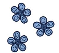 Ecusson Thermocollant 3 Petites Fleurs Coloris Bleu 4 x 4 cm
