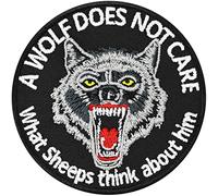 Écusson Thermocollant "A wolf does not care what sheeps think about him" | Patch de loup avec autocollant/patch à repasser alpha à coudre/coller | Application de loup | 75x75mm