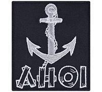Écusson Thermocollant "AHOI" - Patch marin à coudre/à repasser | Cadeau pour le capitaine | Applique pour polo/voile - 70x80mm