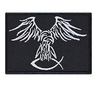 Écusson Thermocollant "Aigle Attrape Poisson Symbole - Patch Paganisme Anti-Christianisme à Coudre/à Repasser | Image de l'Aigle Germanique Brodée de Wikinger Odin | 70x50mm