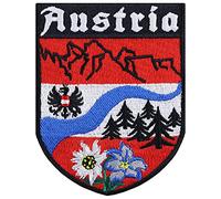 Écusson Thermocollant "Autriche" - Patch à Coudre/à Repasser | Sticker pour les Randonneurs - DIY pour Veste en Cuir/Gilet/Jeans/Chapeau | 70x90mm