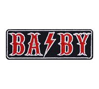 Écusson Thermocollant "BA/BY AC/DC" - Patch Rock de Bébé à Coudre/à Repasser | Écusson pour Fan d'ACDC | Appliqué pour Tous les Tissus | 100x35mm