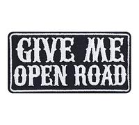 Écusson Thermocollant Biker "DONNEZ-MOI LA ROUTE OUVERTE" Patch Racing à coudre | Cadeau pour les motards Application pour veste/gilet/jeans/valise de moto | 90x45mm