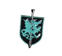Ecusson Thermocollant Blason Dragon Epée Coloris Bleu Turquoise 3,50 x 6 cm