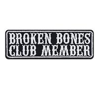 Écusson Thermocollant "Broken bones club member" - Écusson MC Biker à coudre/à repasser | Cadeau pour motard - Applique pour accessoires de moto - 90x30mm