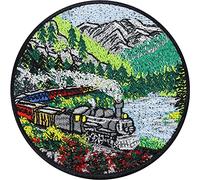 Écusson Thermocollant de Train Gris/Noir | Patch Ferroviaire Premium | Cadeau pour Cheminot, | Écusson de Train pour Casquette d'Enfant | Patch de Locomotif à Vapeur Brodé | 80x80mm