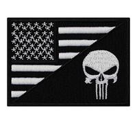 Écusson Thermocollant Drapeau des États-Unis Patch Crâne Biker Patch Rocker à coudre | Cadeau pour hommes Application DIY pour vestes en cuir/Coupes/Jeans/Sacs | 90x65mm