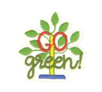 Ecusson thermocollant éco friendly tissu bio Go Green 4cm x 4cm