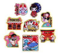 Ecusson Thermocollant Enfant 8Pcs Cartoon Japan Embroidery Cloth Stickers Embroidered Flower Chapter Letter Patches Beaded Cloth Stickers Towel Embroidered Cloth Stickers Clothing Accessories