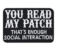 Écusson Thermocollant humoristique "You read my Patch - that's enough social interaction" - à coudre ou à repasser | Cadeau amusant | Application pour tous les tissus | 70x50mm
