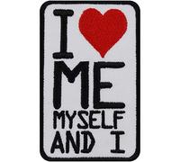 Écusson Thermocollant "I love me, myself and I" Patch à coudre/à repasser | Patch pour jeans | Applique de motivation avec un cœur pour vêtements, t-shirts, jeans, sacs | 50x80mm