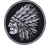 Écusson Thermocollant "Indianer" Coiffe de Chef Indien - Patch Natif Américain à Coudre/à Repasser | Autocollant Amérindien | Appliqué pour Tous les Tissus | 85x90mm