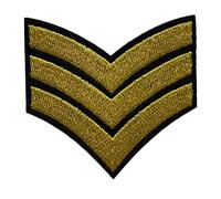 Écusson Thermocollant Insigne Chevron Aviateur Patch Armée Air Force Américaine Rang Sergent à thermocoller fer repasser épaule applique brodé aviation chef pilote à coudre vêtement badge army 5x5,3cm