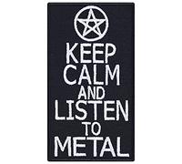 Écusson Thermocollant "Keep calm and listen to Metal" | Patch Heavy Metal à coudre/à repasser pour les amateurs de metal | Applique pour tous les tissus | 55x100mm