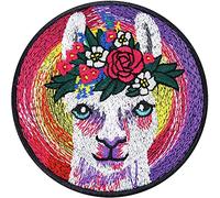 Écusson Thermocollant Lama Rose Mignon | Autocollant Lama Rucksack | Appliqué en tissu à coudre/à repasser | 80x80mm