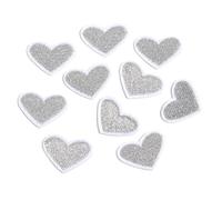 Ecusson Thermocollant Lot de 10 mini patchs cœurs multicolores à broder, thermocollants, 2 x,6 cm, for vêtements, jeans, autocollants, couture(Silver)