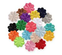 Ecusson Thermocollant Lot de 21 écussons thermocollants à fleurs couleurs assorties for vêtements, brodés, coudre, autocollants mignons faire soi-même