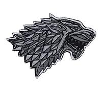 Écusson Thermocollant "Loup" - Patch pour les fans de séries | Patch House of Stark à coudre/à repasser | pour les fans de Game of Thrones | Applique pour tous les tissus | 90x65mm