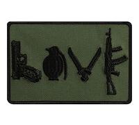 Écusson Thermocollant "LOVE weapons" MG | Patch Tactical Morale de l'armée à coudre/à repasser | Insigne militaire hommes/femmes à faire soi-même pour tous les tissus | 90x60mm