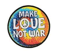 Écusson thermocollant « Make Love not War » - À repasser - Motif arc-en-ciel - Dimensions : 7,4 x 7,4 cm
