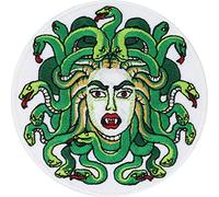 Écusson Thermocollant Méduse | Patch de tête de Méduse brodé de la mythologie grecque Histoire | Patch premium à repasser de la femme-serpent Application pour coudre | 90x90mm