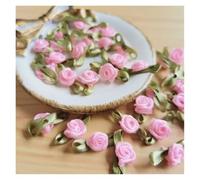 Ecusson Thermocollant Mini têtes de fleurs de roses, 100 pièces, Patch for faire des applications en Satin, artisanat de couture fait à la main, accessoires de décoration de mariage(Light Pink)