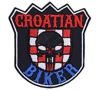 Écusson Thermocollant "Motard Croate" Patch Biker Blason Croate | Patch pour Jeans Cadeau Motard Application pour Accessoires de Moto/Bottes/Valise de Moto | 90x90mm