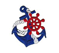 Écusson thermocollant motif ancre bleue - Motif : rosée, gouvernail - Dimensions : 4,4 x 5,2 cm