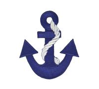 Écusson thermocollant - Motif ancre marine - Bleu - Dimensions : 6,0 x 7,0 cm
