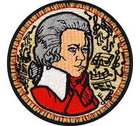 Écusson Thermocollant Mozartkugeln Écusson Mozart Wolfgang Amadeus Mozart Écusson Appliqué pour tous les tissus | Portrait de Mozart à repasser/à coudre | 75x75mm