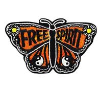 Écusson Thermocollant Papillon | Écusson premium brodé Esprit libre Cadeau hippie à coudre Appliqué Woodstock pour jeans | Autocollant Yin Yang Papillon à coudre | 80x50mm