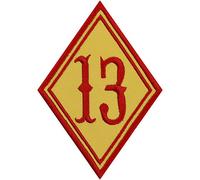 Écusson Thermocollant - Patch "13" Motard - Patch de Motard à Coudre/à Repasser - Cadeau pour Club MC - Application pour Accessoires de Motocyclette - Jaune - 70x100mm