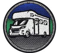 Écusson Thermocollant Patch Camping-car | Écusson de camping brodé | Patch pour caravanes | Sticker pour amoureux de la nature | Patch pour fourgon aménagé | 75x75mm
