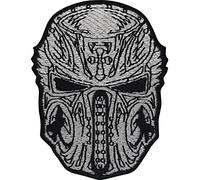 Écusson Thermocollant Patch de motard | Patch de chevalier des Templiers à coudre/à repasser | Image de tête de mort Application pour tous tissus | Accessoires pour moto | 75x60mm