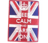 Ecusson thermocollant Patch thermocollant anglais KEEP CALM AND 7,5 x 5,5 cm