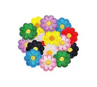 Ecusson Thermocollant Patchs brodés de fleurs for vêtements, 16 pièces, tissus à petites rayures, fer sur mélange en vrac, ensembles couture(Y159350-16pcs)