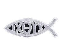 Écusson Thermocollant "Poisson de Jésus IXOYE" - Patch Chrétien Jésus à Repasser/à Coudre pour Tous les Tissus | Cadeau Chrétien | Appliqué à Repasser/Coudre - 90x33mm