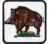 Écusson Thermocollant Sanglier | Autocollant résistant aux intempéries | Patch de chasse au sanglier | Patch sanglier à coudre/à repasser | 75x75mm