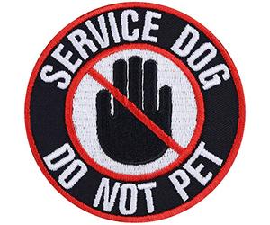 Écusson Thermocollant "Service dog - Do not pet" - Écusson pour chien d'assistance à repasser | Applique pour animal de compagnie à coudre sur la laisse/le bandana | 75x75mm