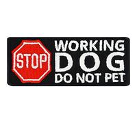 Écusson Thermocollant "Stop - Working dog - do not pet" - Écusson pour chien d'assistance à coudre/à repasser | Applique pour tous les tissus | 75x30mm